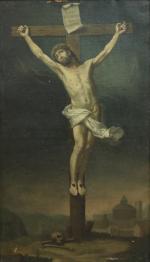 Ecole suisse du XVIIIe siècle
Christ en croix

Toile d'origine signée "C....