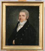 Ecole française vers 1820 
Portrait d’homme à la lavallière

Toile signée...