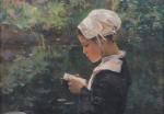 Marie-Aimée Lucas-Robiquet (Française, 1858-1959)
Bretonne lisant une lettre

Toile. 
Signée.

Haut. 54 Larg....