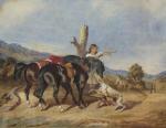 L. Lacroix, XIXe siècle 
Chevaux au relais, 1847

Aquarelle figurant une...