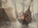 Salutiano Dumouchel (1847-1901)
Bateaux de pêche, 1887

Huile sur panneau.
Signée et datée...