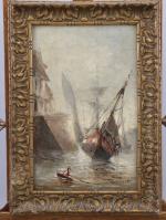 Salutiano Dumouchel (1847-1901)
Bateaux de pêche, 1887

Huile sur panneau.
Signée et datée...