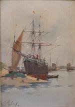 Louis Dupuy (Français, 1891-1940) Eugène Galien-Laloue dit, 
Bateaux au port

Paire...