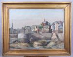 Antoine Blanchard (Français, 1910-1988)
"Marée basse - Honfleur", 1929

Toile. 
Signée, située...