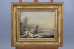 Albert Alexandre Lenoir (Français, 1801-1891)
Paysages enneigés, 1857

Paire de panneaux.
Signés et...