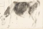 Jane Poupelet (Française, 1874-1932) 
Vache 

Encre et fusain sur papier.
Signée...