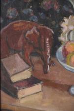 Mela Muter (Polonaise, 1876-1967) 
Nature morte à l'éléphant, au compotier...