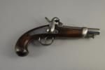 PISTOLET DE GENDARMERIE À PERCUSSION, modèle 1842. Canon rond à...