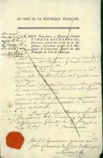 Correspondances et proclamations envoyées par Rochambeau, gouverneur général des Iles...