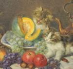 MERLIN Daniel (1861-1933).Nature morte aux chatons.Huile sur toile signée en...