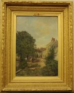 RIBBROL Hyppolithe (1839-?).Rue de village.Huile sur toile, signée en bas...