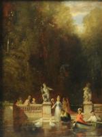 ROCHUSSEN Charles (1824-1894), attribué à.Élégantes au bord d'un bassin au...