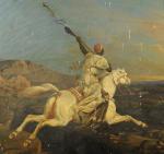 WERESZCZYNSKI. Cavalier arabe devant la smala, d'après Horace Vernet.Toile signée.66...