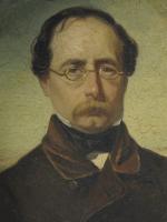 École FRANÇAISE du XIXème.Portrait d'Auguste Guérin (1812-1888).Huile sur carton. Signé...