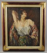 MOSER, vers 1920.Portrait de femme.Huile sur toile, signée en haut...