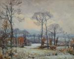 MOULLADE Georges (1893-1968).Paysage d'hiver à Saint Bonnet-les-Oules.Huile sur isorel signée...