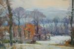 MOULLADE Georges (1893-1968).Paysage d'hiver à Saint Bonnet-les-Oules.Huile sur isorel signée...