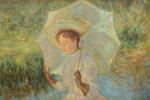 NEUBERT, XXème. Jeune femme à l'ombrelle. Huile sur toile signée...