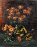 ORTIZ DE ZARATE Manuel (1886-1946). Nature-morte, bouquet d'illets.Toile signée "Ortiz"....