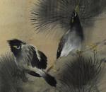 CHINE, début XXème. 
Oiseaux sur une branche de pin. 
Peinture...