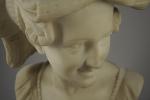 CARPEAUX Jean-Baptiste (1827-1875).La Palombella au pane.Buste en marbre blanc, non...