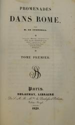 STENDHAL. Promenades dans Rome. Delaunay, 1829.2 vol. in-8 1/2 veau....