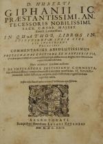 GIPHANIUS.  Huberti Giphanii  ic Praestantissimi, antecessoris Nobillissimi,Argentatori, Lazari...