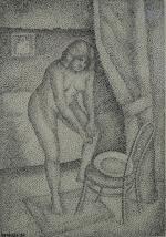 MAREVNA Marie Voborieff (1892-1884)La femme au tub. Encre de Chine....