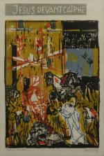 BERTHOLLE Jean (1909-1996).Jésus devant Caïphe. Lithographie en couleurs. Épreuve d'artiste,...