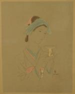 FOUJITA Léonard Tsuguharu (1886-1968).Femme à la coupe.Estampe en couleur sur...