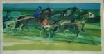 HILAIRE Camille (1916-2004).Course de chevaux et course de sulkys.Deux lithographies...