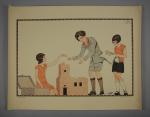 KUHN-REGNIER Joseph (1873-1940).Enfants jouant.4 estampes en couleurs signées dans la...
