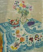 TERECHKOVITCH Constantin (1902-1978).La Nappe bleue.Lithographie en couleurs, signée en bas...