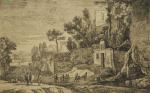 VAN SWANEVELT Hermann (c.1600-c.1655).Vues de paysages avec des ruines antiques.Réunion...