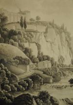 Achille Etna MICHALLON (1796-1822).Paysage méridional.Lavis d'encre noire sur papier.30,5 x...