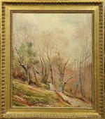 Paul LOUCHET (1854 - 1936).Forêt de Fontainebleau en automne.Huile sur...