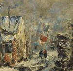 Raymond BESSE (1899-1969)."Ruelle à Clichy".Huile sur toile, signée en bas...