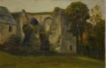Anatole DEVARENNE (1880-1954)Ruines dans un paysage champêtre.Huile sur toile, signée.21,2...
