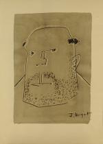 Jacques VOYET (1927-2010).Portraits.Ensemble de cinq aquarelles et crayons gras. Signés...