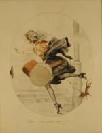 Chéri HÉROUARD (1881-1951)."Partir...c'est courir un peu !".Plume et aquarelle, signée...