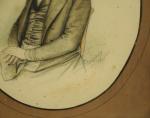 École FRANÇAISE du XIXème.Portrait d'homme à la redingote.Crayon et rehauts...