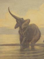 Paul MARCUEYZ (?-1952) Éléphants.Aquarelle, signée en bas à droite. 33...