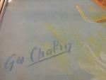 GEO CHABIN (XXème).  Scène sous-marine. Pastel, signé en bas...
