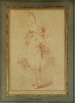 François BOUCHER (Paris, 1703 - 1770), d'après.Nu au tambourin. Gravure...