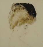 Paul César HELLEU (1859 - 1927).Portrait de femme de profil.Lithographie...
