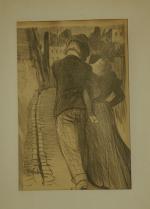 Théophile-Alexandre STEINLEN (1859 - 1923), d'après.Couple de dos.Lithographie, signée en...