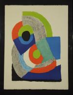 Sonia DELAUNAY (1885 - 1979)."Arc vert".Lithographie en couleurs, signée et...