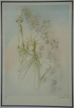 Amanda LEAR (née en 1946).Statue de la Liberté.Lithographie. Signée en...