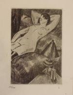 Jean-Émile  LABOUREUR (1877 - 1943).Femme allongée. Pointe sèche, monogrammée...