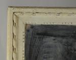 MIROIR rectangulaire au mercure dans un cadre en bois sculpté...